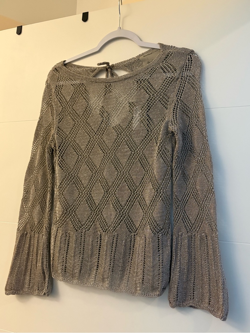 River Island Gold Open-Knit Diamond Sweater